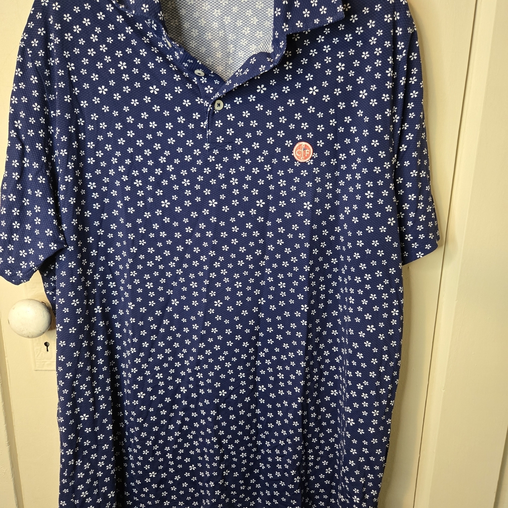 Navy Blue Floral Polo Shirt